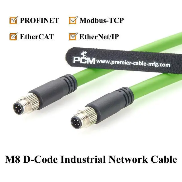 Alt view image 2 of 7 - PROFINET M8 D-Code 4 Pin Male to Male Industrial Ethernet Cable 100Mbps CAT5E Shielded High Flex Drag Chain Cable for PLC, Robotics, Industrial Automation, EtherCAT, Machine Vision (3M/9.84FT)
