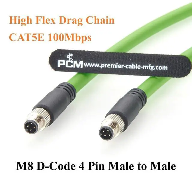 Alt view image 3 of 7 - PROFINET M8 D-Code 4 Pin Male to Male Industrial Ethernet Cable 100Mbps CAT5E Shielded High Flex Drag Chain Cable for PLC, Robotics, Industrial Automation, EtherCAT, Machine Vision (3M/9.84FT)