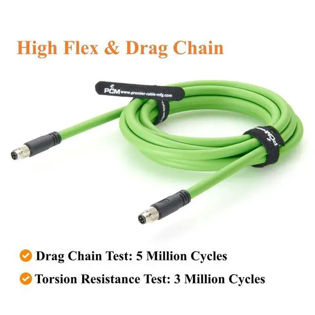 Alt view image 5 of 7 - PROFINET M8 D-Code 4 Pin Male to Male Industrial Ethernet Cable 100Mbps CAT5E Shielded High Flex Drag Chain Cable for PLC, Robotics, Industrial Automation, EtherCAT, Machine Vision (3M/9.84FT)