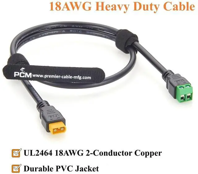 Alt view image 4 of 7 - XT30 Male to 2 Pin Screw Terminal Block Adapter Cable 18AWG XT30 to 5.0mm Pitch Solderless Terminal Power Cable for LiPo Battery, RC Aircraft, LED Light, Portable Power Station (Male, 0.6M/1.97FT)