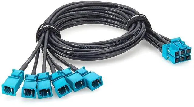 Main image of 6-in-1 TE MATEnet Z Code Female to Single-Port Male Automotive Ethernet Breakout Cable 2333538-9 to 2302461-9 100/1000BASE-T1 Vehicle Network Cable for NVIDIA Drive AGX Thor, ADAS, LiDAR (1M/3.28FT)