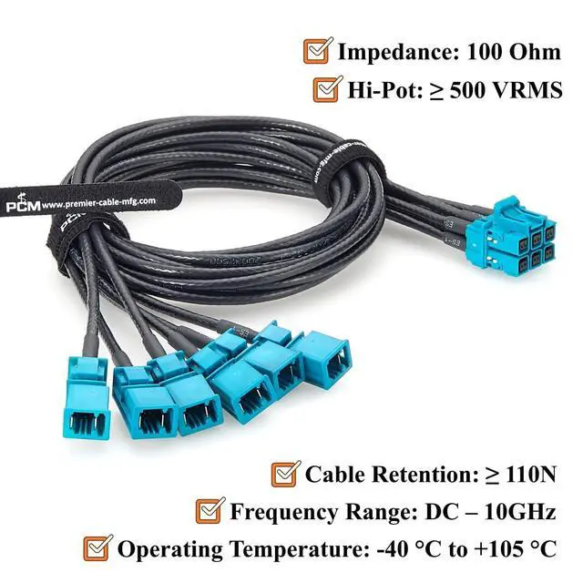 Alt view image 5 of 7 - 6-in-1 TE MATEnet Z Code Female to Single-Port Male Automotive Ethernet Breakout Cable 2333538-9 to 2302461-9 100/1000BASE-T1 Vehicle Network Cable for NVIDIA Drive AGX Thor, ADAS, LiDAR (1M/3.28FT)