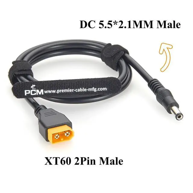 Alt view image 2 of 7 - XT60 to DC 5.5x2.1mm Power Cable 18AWG XT60 Male to DC5521 Male Plug Adapter Cable for Solar Generator, LiPo Battery, Model Aircraft, LED Light, Energy Storage (Male, 1M/3.28FT)