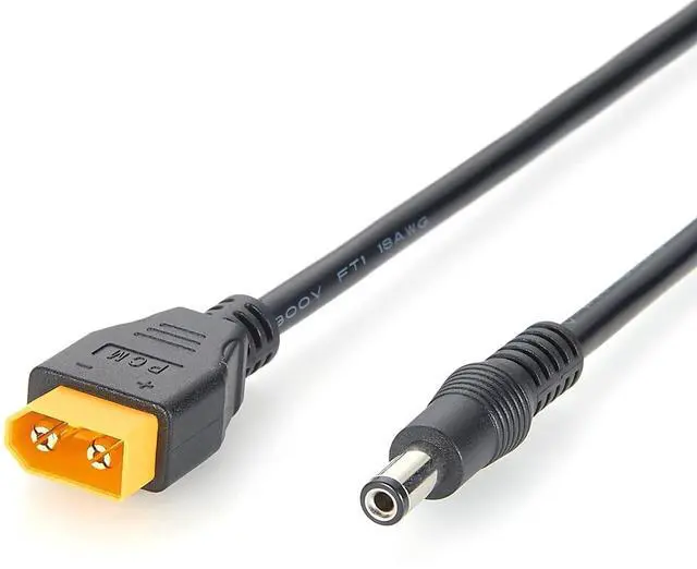 Main image of XT60 to DC 5.5x2.1mm Power Cable 18AWG XT60 Male to DC5521 Male Plug Adapter Cable for Solar Generator, LiPo Battery, Model Aircraft, LED Light, Energy Storage (Male, 1M/3.28FT)