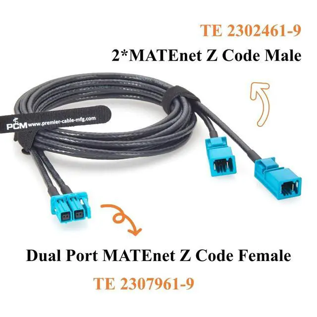 Alt view image 3 of 7 - TE MATEnet Z Code Dual Port Female to Dual Male Automotive Ethernet Breakout Harness 100/1000BASE-T1 1Gbps Vehicle Network Cable 2307961-9 to 2302461-9 for ADAS, ECU, Domain Controller (2M/6.6FT)