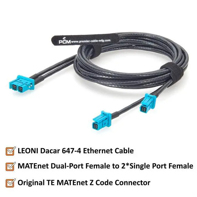 Alt view image 2 of 7 - TE MATEnet Z Code Dual Port Female to Dual Single Port Female Automotive Ethernet Cable 2307961-9 to 2302510-9 100/1000BASE-T1 1Gbps Vehicle Network Cable for ADAS, ECU, Domain Controller (2M/6.6FT)