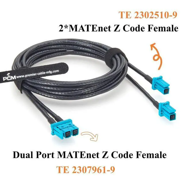 Alt view image 3 of 7 - TE MATEnet Z Code Dual Port Female to Dual Single Port Female Automotive Ethernet Cable 2307961-9 to 2302510-9 100/1000BASE-T1 1Gbps Vehicle Network Cable for ADAS, ECU, Domain Controller (2M/6.6FT)