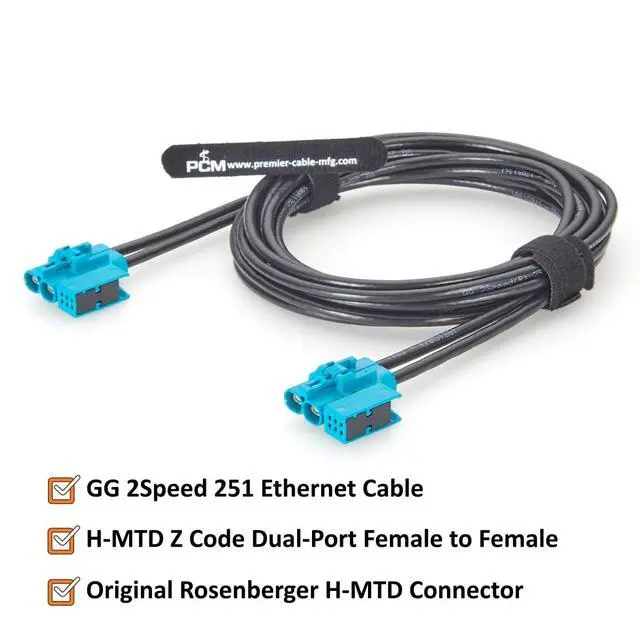 Alt view image 2 of 7 - Rosenberger 99K1HG-1CAZ5-Z H-MTD Z Code Dual-Port Female Automotive Ethernet Cable 10Gbps 100 Shielded Vehicle Network Cable with 6 Pin MQS Contacts for ADAS, ECU, LiDAR, Domain Controller(2M/6.6FT)