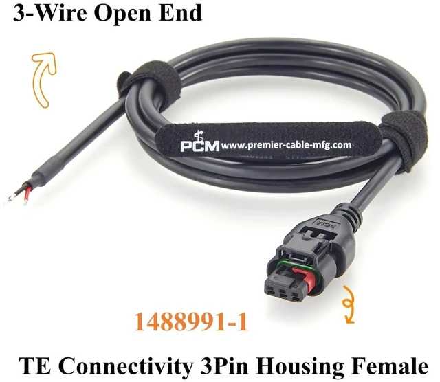 Alt view image 2 of 7 - TE Connectivity 1488991-1 Automotive Sensor Cable Assembly MCON 1.2mm 3 Pin Waterproof Connector 3-Wire Car Wiring Harness for ECU, Engine Sensor, Vehicle Power, EV (1.5M/4.92FT)