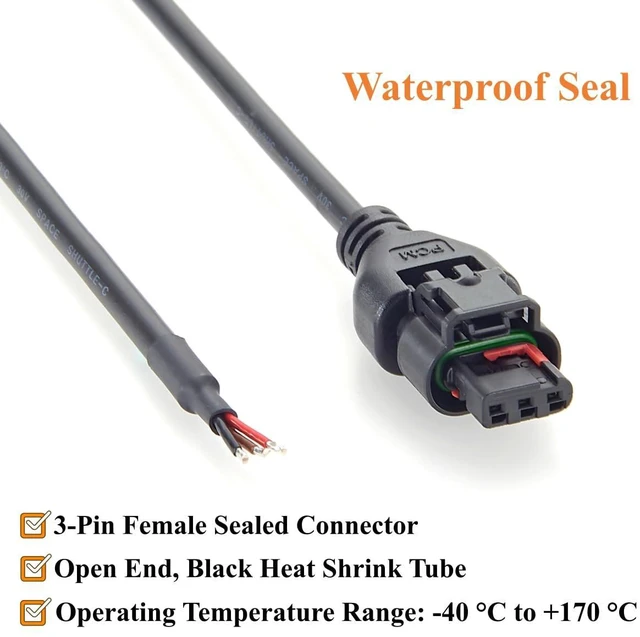 Alt view image 5 of 7 - TE Connectivity 1488991-1 Automotive Sensor Cable Assembly MCON 1.2mm 3 Pin Waterproof Connector 3-Wire Car Wiring Harness for ECU, Engine Sensor, Vehicle Power, EV (1.5M/4.92FT)