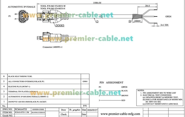 Alt view image 7 of 7 - TE Connectivity 1488991-1 Automotive Sensor Cable Assembly MCON 1.2mm 3 Pin Waterproof Connector 3-Wire Car Wiring Harness for ECU, Engine Sensor, Vehicle Power, EV (1.5M/4.92FT)