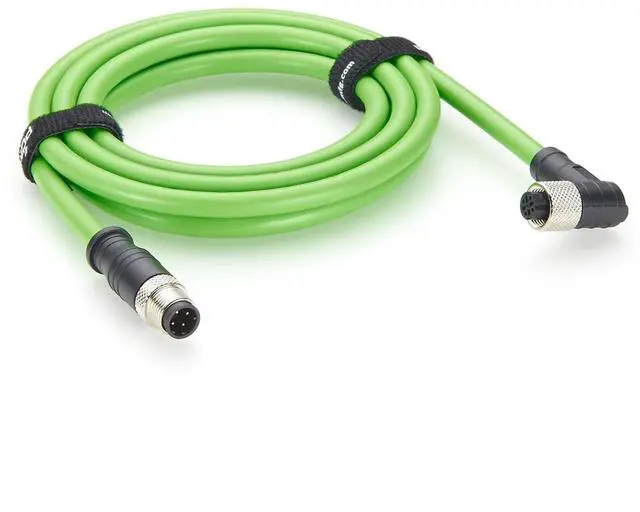 Main image of Right Angle M12 D-Code 4 Pin Male to Female Extension Cable CAT5e SFTP Shielded IP67 Drag Chain Industrial Ethernet Cable for PROFINET, EtherCAT, PLC, Robotics, Machine Vision, Automation (5M/16.4FT)
