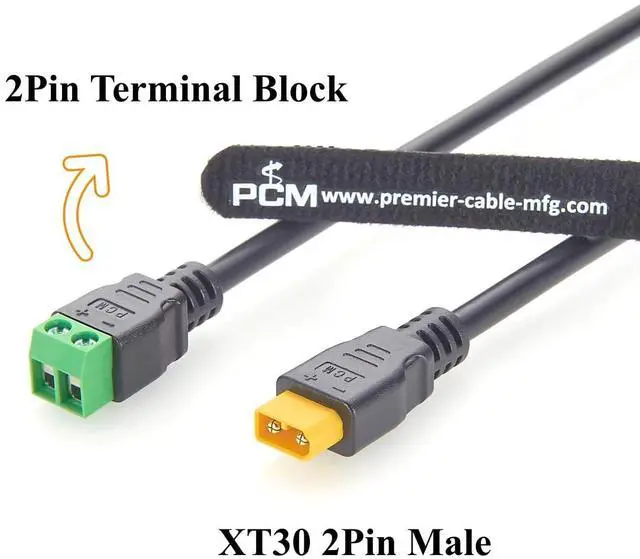 Alt view image 2 of 7 - XT30 Male to 2 Pin Screw Terminal Block Adapter Cable 18AWG XT30 to 5.0mm Pitch Solderless Terminal Power Cable for LiPo Battery, RC Aircraft, LED Light, Portable Power Station (Male, 0.6M/1.97FT)