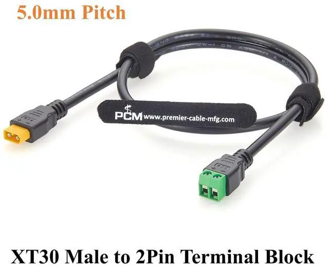 Alt view image 6 of 7 - XT30 Male to 2 Pin Screw Terminal Block Adapter Cable 18AWG XT30 to 5.0mm Pitch Solderless Terminal Power Cable for LiPo Battery, RC Aircraft, LED Light, Portable Power Station (Male, 0.6M/1.97FT)