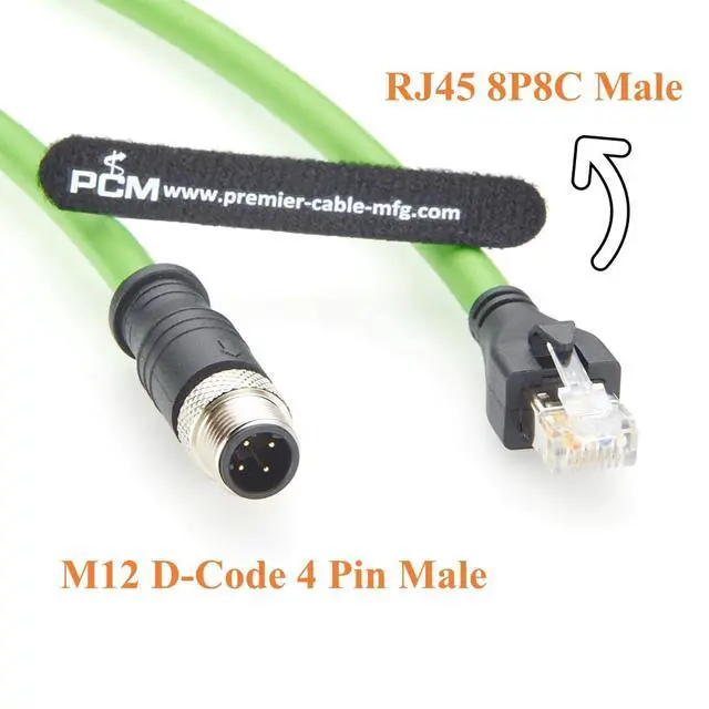 Alt view image 2 of 7 - PROFINET M12 D-Coded 4 Pin Male to RJ45 Male Industrial Ethernet Cable CAT5e Shielded IP67 High Flex Cable for EtherCAT, EtherNet/IP, PLC, Robot, Machine Vision, Industrial Switches (5M/16.4FT)