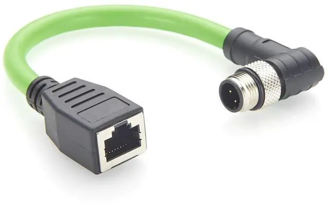 Main image of Right Angle M12 D-Code 4 Pin Male to RJ45 Female Industrial Ethernet Cable CAT5e SFTP Shielded IP67 High Flex Drag Chain Cable for PROFINET EtherCAT EtherNet/IP PLC Robot Sensor (0.2m/0.66FT)