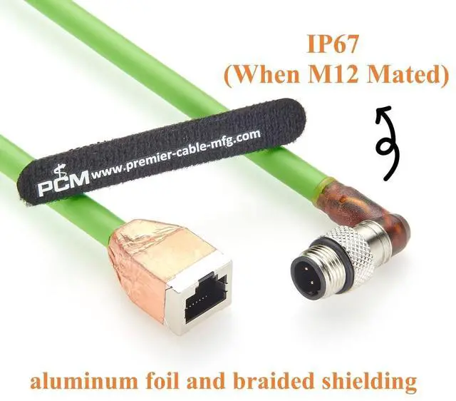 Alt view image 5 of 7 - Right Angle M12 D-Code 4 Pin Male to RJ45 Female Industrial Ethernet Cable CAT5e SFTP Shielded IP67 High Flex Drag Chain Cable for PROFINET EtherCAT EtherNet/IP PLC Robot Sensor (0.2m/0.66FT)
