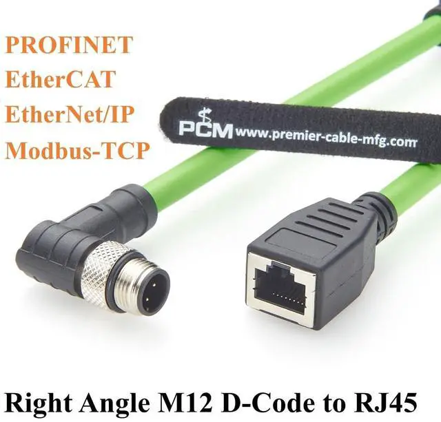 Alt view image 6 of 7 - Right Angle M12 D-Code 4 Pin Male to RJ45 Female Industrial Ethernet Cable CAT5e SFTP Shielded IP67 High Flex Drag Chain Cable for PROFINET EtherCAT EtherNet/IP PLC Robot Sensor (0.2m/0.66FT)