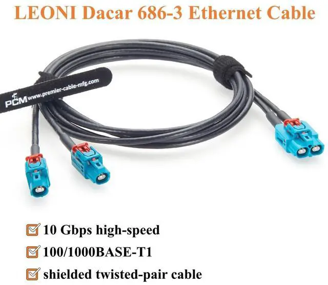 Alt view image 5 of 7 - TE GEMnet Automotive Ethernet Splitter Cable GEMnet Dual Port to Single Port 10Gbps 100/1000BASE-T1 Vehicle Network Cable 1-2386612-4 to 1-2368022-4 for ECU, ADAS, Robotaxi, Telematics(2M/6.6FT)