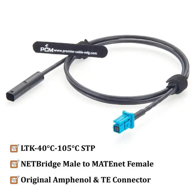 Alt view image 2 of 7 - Amphenol NETBridge Male to TE MATEnet Female Automotive Ethernet Cable 100/1000BASE-T1 Vehicle Network Cable NTHCM011A10S to 2302510-9 for ADAS, ECU, Telematics, Radar, Domain Controller(1M/3.28FT)