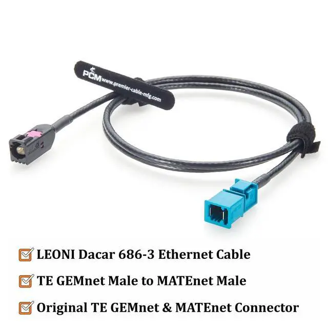 Alt view image 2 of 7 - TE GEMnet Male to MATEnet Male Automotive Ethernet Cable 100 Ohm 10Gbps 100/1000BASE-T1 Vehicle Network Cable 2368003-1 to 2302461-9 for ADAS Camera, Robotaxi, ECU, Infotainment, Telematics(2M/6.6FT)