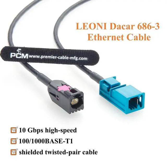 Alt view image 5 of 7 - TE GEMnet Male to MATEnet Male Automotive Ethernet Cable 100 Ohm 10Gbps 100/1000BASE-T1 Vehicle Network Cable 2368003-1 to 2302461-9 for ADAS Camera, Robotaxi, ECU, Infotainment, Telematics(2M/6.6FT)