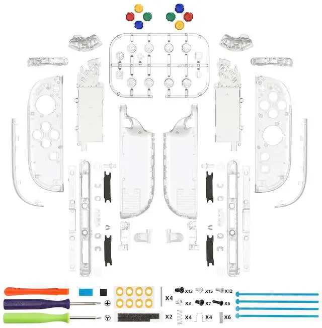 Alt view image 7 of 7 - DIY Replacement Shell Buttons for Joycon 2, Custom Full Housing Case + Decorative Strips + Middle Bracket + Buttons for Nintendo Switch 2 Controller - Deluxe Version - Glow in Dark - Green @