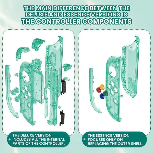 Alt view image 6 of 7 - DIY Replacement Shell Buttons for Joycon 2, Custom Full Set Housing Case + Decorative Strips + Middle Bracket + Buttons for Nintendo Switch 2 Controller - Deluxe Version - Emerald Green @