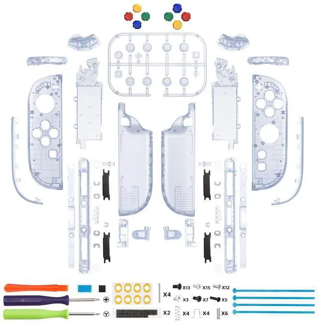 Alt view image 7 of 7 - DIY Replacement Shell Buttons for Joycon 2, Custom Full Housing Case + Decorative Strips + Middle Bracket + Buttons for Nintendo Switch 2 Controller - Deluxe Version - Clear Glacier Blue @