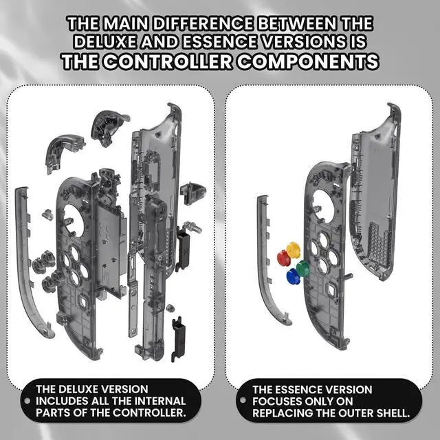 Alt view image 6 of 7 - DIY Replacement Shell Buttons for Joycon 2, Custom Full Housing Case + Decorative Strips + Middle Bracket + Buttons for Nintendo Switch 2 Controller - Deluxe Version - Clear Slate Black @