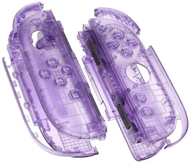 Alt view image 5 of 7 - Deluxe Version Replacement Shell Buttons + 3D Joystick for Nintendo Switch 2 JoyCon - Clear Atomic Purple @