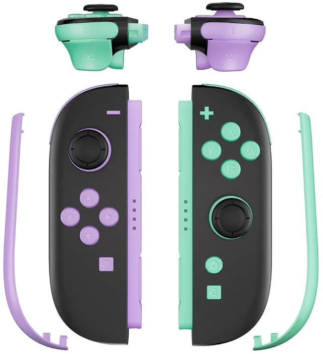 Alt view image 4 of 7 - Replacement Full Set Buttons + Decorative Strips for Nintendo Switch 2 Controller - Purple & Green @