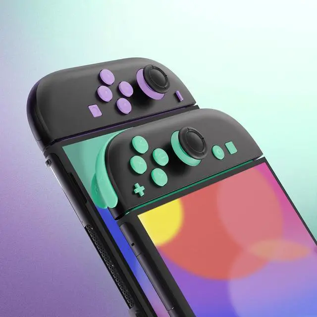 Alt view image 5 of 7 - DIY Replacement Full Set Buttons for Joycon 2, Custom ABXY Direction Keys Dpad + - C Home Capture Release L R ZR ZL Trigger Buttons for Nintendo Switch 2 Controller - Purple & Green @