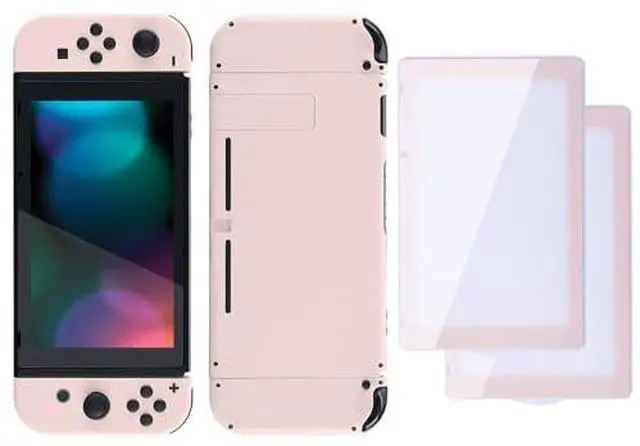Main image of Colorful Border Screen Protector + Back Plate + NS Joycon Handheld Controller Housing Buttons for Nintendo Switch, DIY Replacement Shell for Nintendo Switch - Cherry Blossoms Pink @
