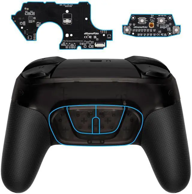 Main image of Back Buttons Attachment for Nintendo Switch Pro Controller, Clear Black Back Paddles Programable RISE4 Remap Kit for Switch Pro Controller - Controller NOT Included @