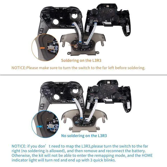 Alt view image 3 of 7 - Back Buttons Attachment for Nintendo Switch Pro Controller, Clear Black Back Paddles Programable RISE4 Remap Kit for Switch Pro Controller - Controller NOT Included @