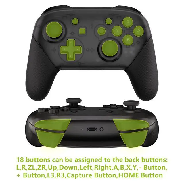 Alt view image 4 of 7 - Back Buttons Attachment for Nintendo Switch Pro Controller, Clear Black Back Paddles Programable RISE4 Remap Kit for Switch Pro Controller - Controller NOT Included @