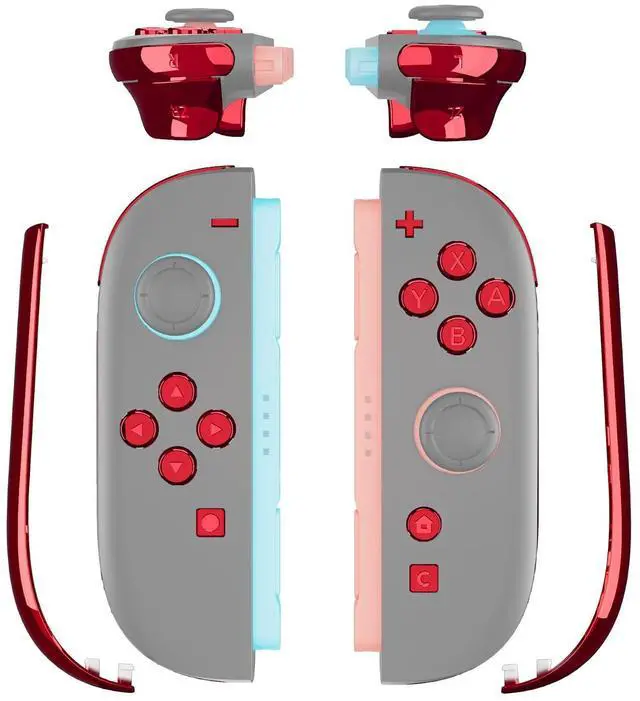 Main image of Replacement Full Set Buttons + Decorative Strips for Nintendo Switch 2 Controller - Chrome Red @