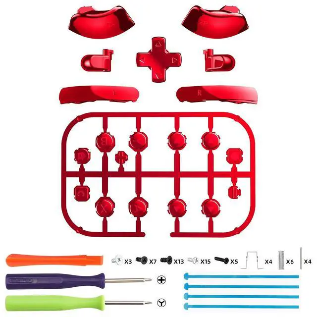 Alt view image 2 of 7 - DIY Replacement Full Set Buttons for Joycon 2, Custom ABXY Direction Keys Dpad + - C Home Capture Release L R ZR ZL Trigger Buttons for Nintendo Switch 2 Controller - Chrome Red @