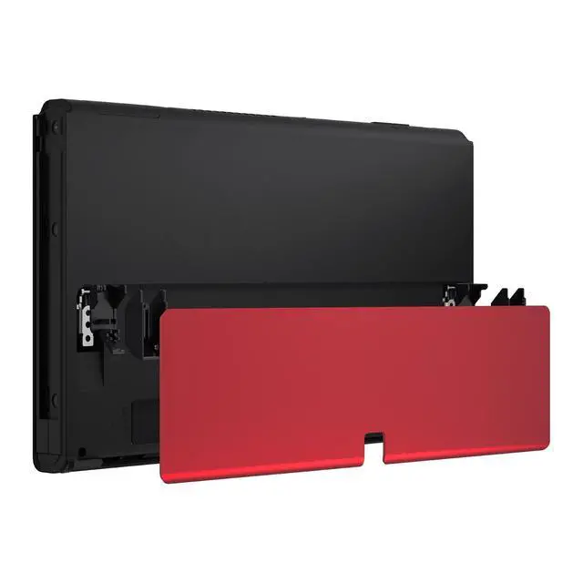 Alt view image 4 of 7 - Vampire Red Soft Touch Replacement Metal Kickstand for Nintendo Switch OLED Console, Metal Back Bracket Holder Kick Stand for Nintendo Switch OLED - Console NOT Included @