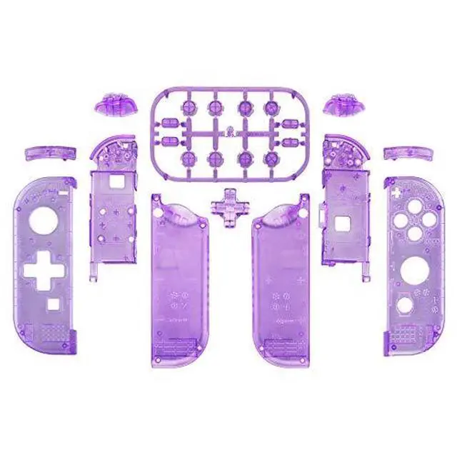 Alt view image 2 of 7 - Back Plate for Nintendo Switch Console, NS Joycon Housing Shell (D-Pad Version) with Full Set Buttons, DIY Replacement Shell for Nintendo Switch - Clear Atomic Purple @