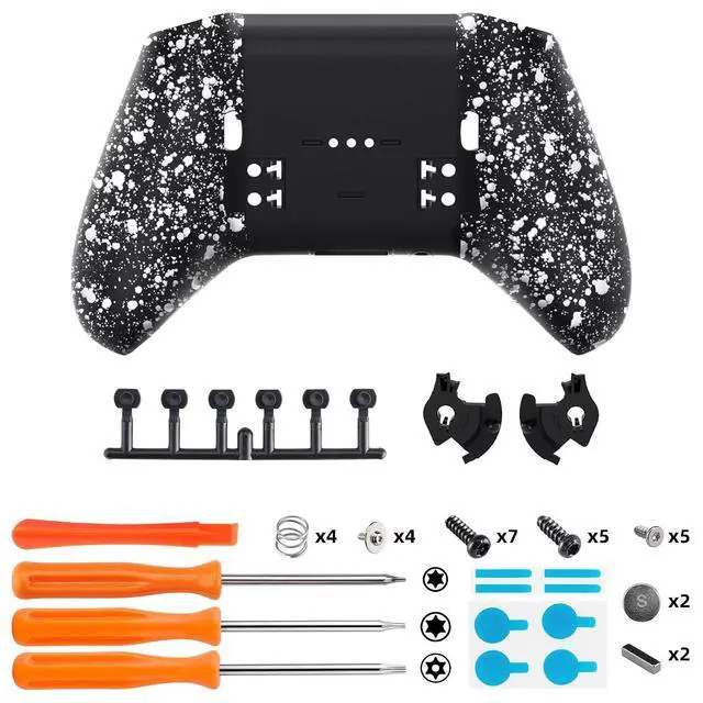 Alt view image 6 of 7 - Black White Camouflage Patterned Faceplate Shell + Textured White Back Bottom Shell for Xbox Elite Series 2, Elite Series 2 Core Controller @