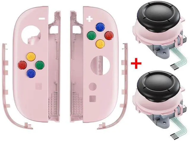 Main image of Essence Version Replacement Shell Buttons + 3D Joystick for Nintendo Switch 2 JoyCon - Cherry Blossoms Pink @