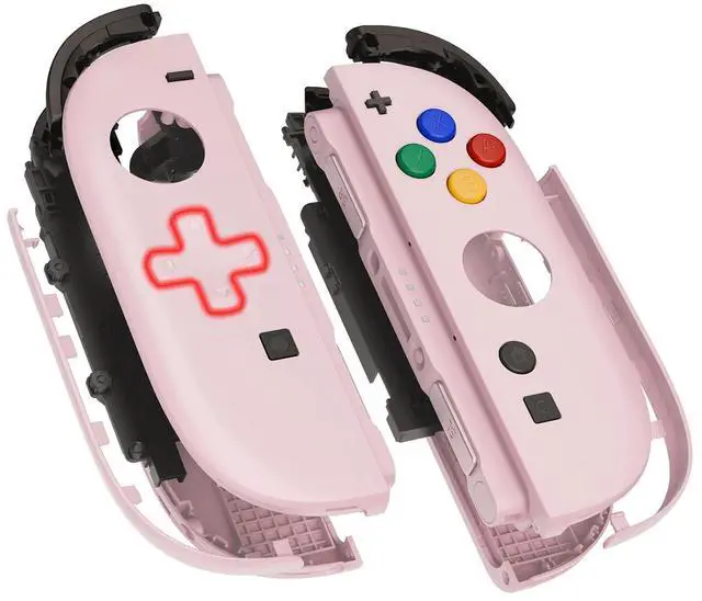 Alt view image 2 of 7 - DIY Replacement Shell (D-Pad Ver) Buttons for Joycon 2, Custom Full Set Housing + Decorative Strips + Middle Bracket + Buttons for Nintendo Switch 2 - Deluxe Version - Cherry Blossoms Pink @