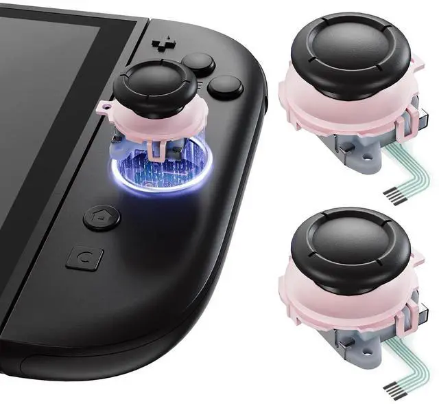 Alt view image 2 of 7 - Replacement Full Set Buttons + 3D Joystick for Nintendo Switch 2 JoyCon - Cherry Blossoms Pink @