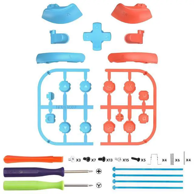 Alt view image 2 of 7 - DIY Replacement Full Set Buttons for Joycon 2, Custom ABXY Direction Keys Dpad + - C Home Capture Release L R ZR ZL Trigger Buttons for Nintendo Switch 2 Controller - Blue & Orange @
