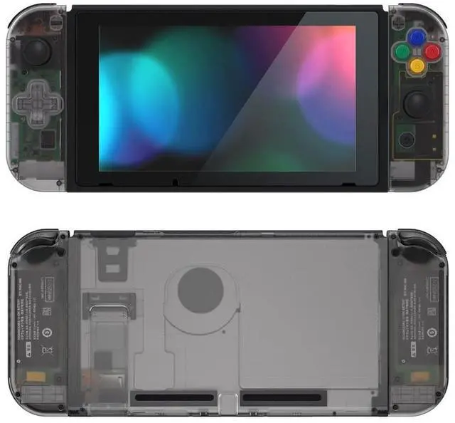 Main image of Back Plate for Nintendo Switch Console, NS Joycon Housing Shell (D-Pad Version) with Colorful Buttons, DIY Replacement Shell for Nintendo Switch - Clear Black @