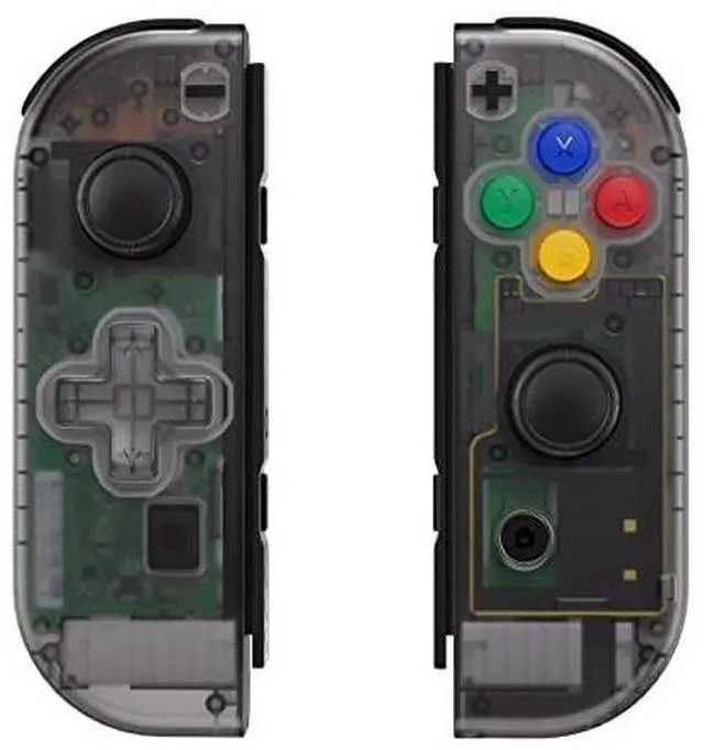 Alt view image 4 of 7 - Back Plate for Nintendo Switch Console, NS Joycon Housing Shell (D-Pad Version) with Colorful Buttons, DIY Replacement Shell for Nintendo Switch - Clear Black @
