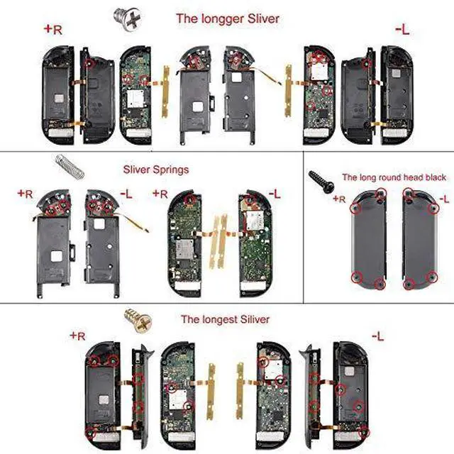 Alt view image 7 of 7 - Back Plate for Nintendo Switch Console, NS Joycon Housing Shell (D-Pad Version) with Colorful Buttons, DIY Replacement Shell for Nintendo Switch - Clear Black @