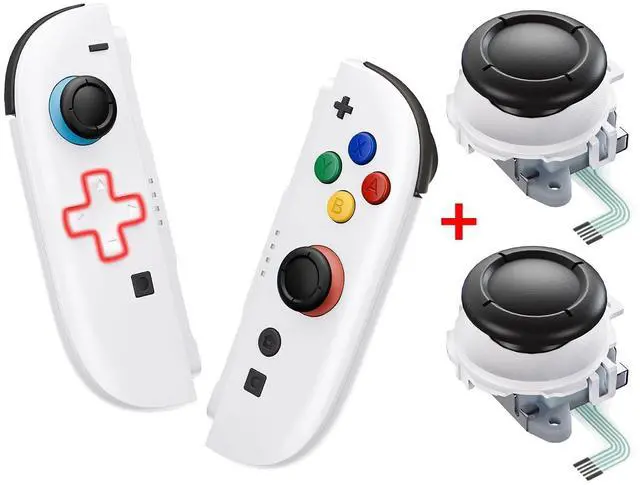 Main image of Deluxe Version Replacement D-Pad Shell Buttons + 3D Joystick for Nintendo Switch 2 JoyCon - White @